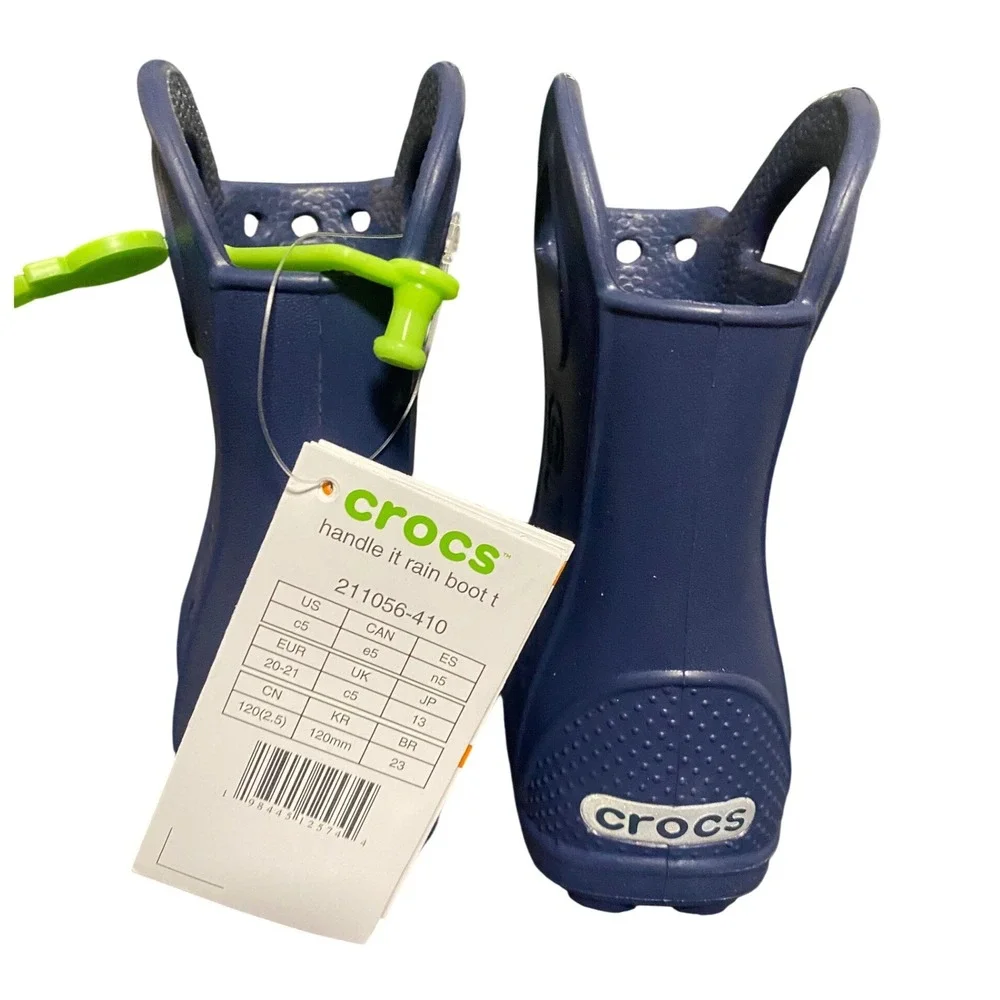 Crocs Handle It Rain Boot T Navy Blue Toddler Size C5 Waterproof 211056-410 NEW